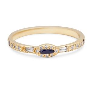Elisa Solomon 18K Yellow Gold Sapphire and Diamond Ring
